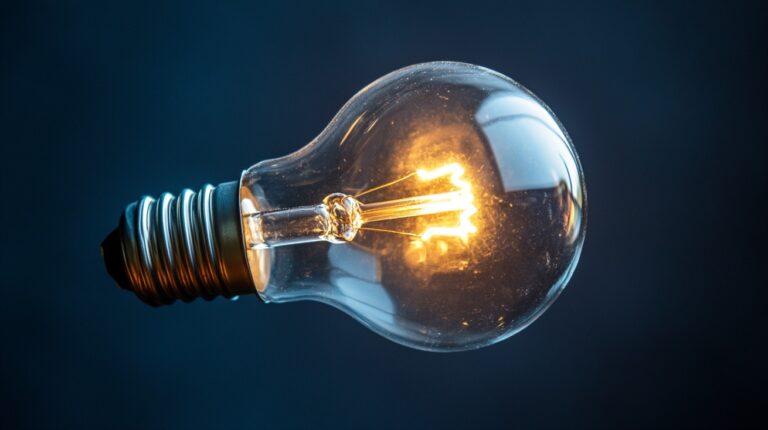 Close-up of a glowing light bulb symbolizing electricity and energy innovation