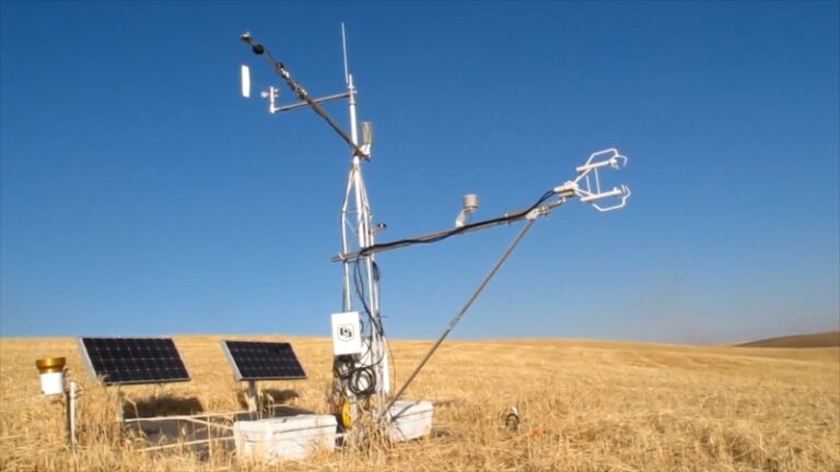 Eddy Covariance Towers in a field measuring carbon and energy data for climate research