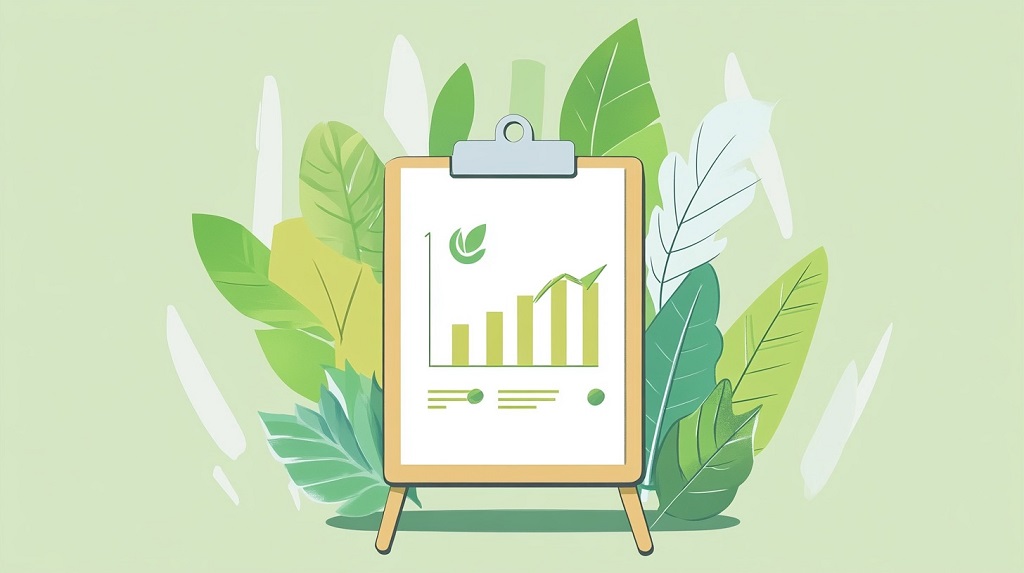Environmental targets shown on a whiteboard with eco icons