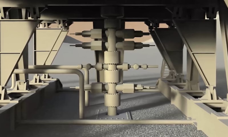 Industrial setting showing a detailed view of a gas extraction