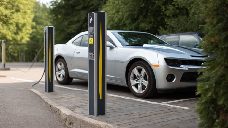 Electric vehicle parked at a public charging station